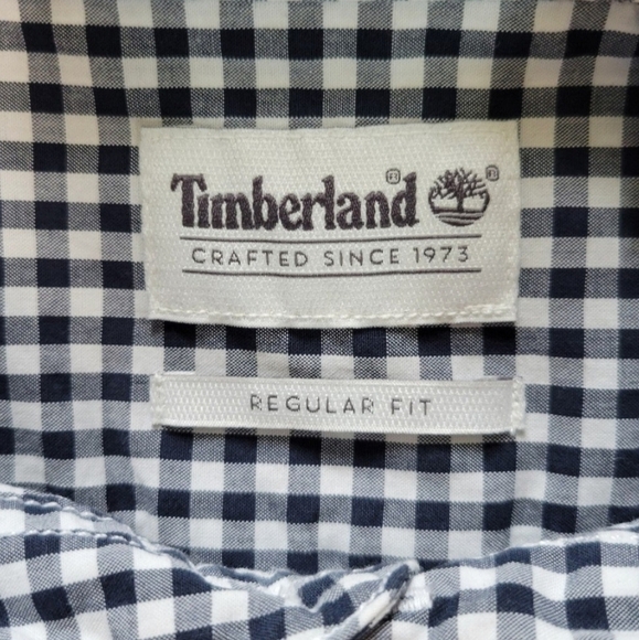 Timberland regular fit button up shirt Mens Size Small gingham blue - Picture 3 of 8